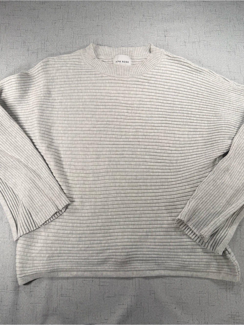 Pink Rose Women’s Gray Ribbed Knit Sweater